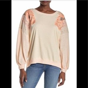 NWT Free People Top Alabaster Combo Feelin It Shirt We The Free Size Medium